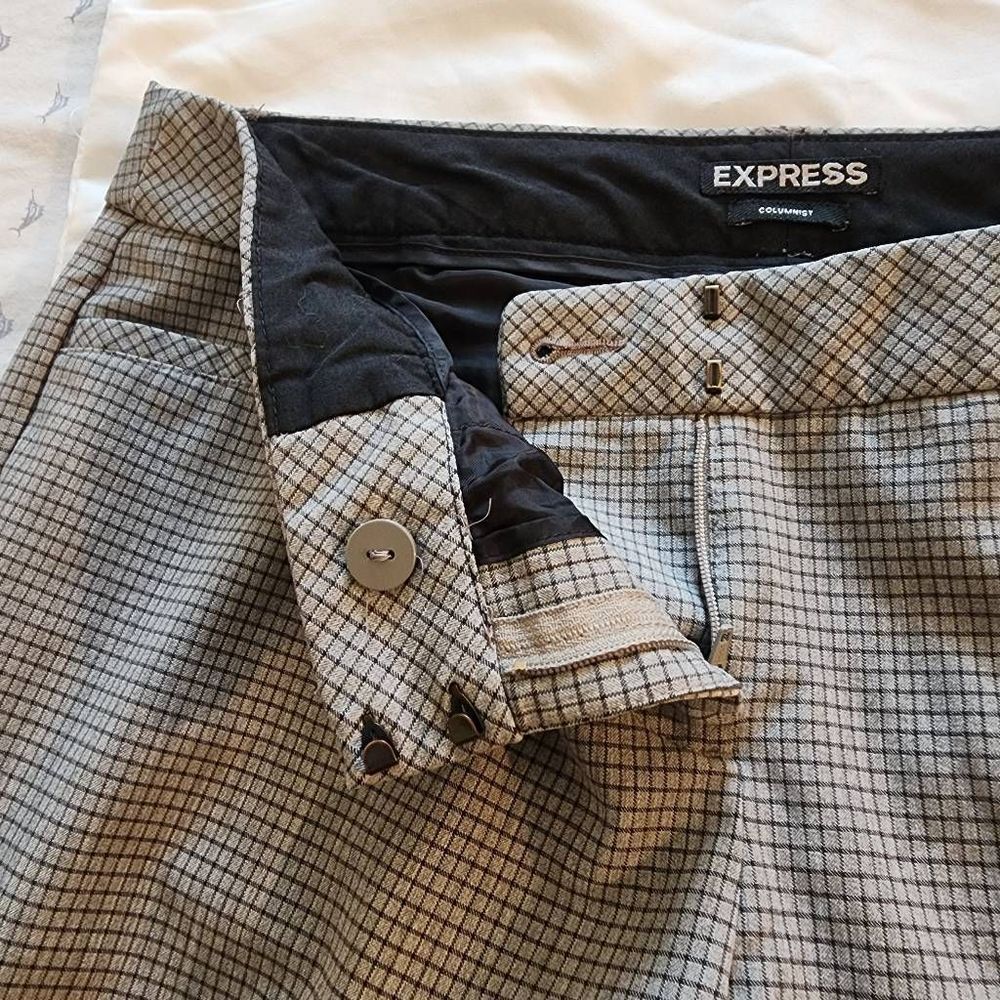 Express Columnist Gray Black Line Pattern Trouser… - image 4